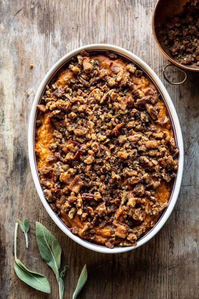 Turmeric Bourbon Sweet Potato Casserole finished