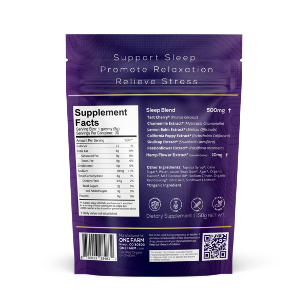 Organic Sleep Gummies Certified organic by One Cert